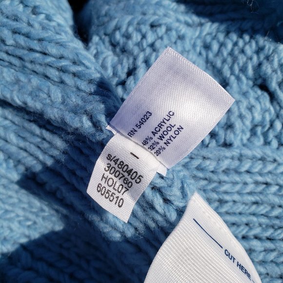 Sweater Wool Blend Celtic Cable Lt Blue GAP Sz XS - Picture 12 of 12